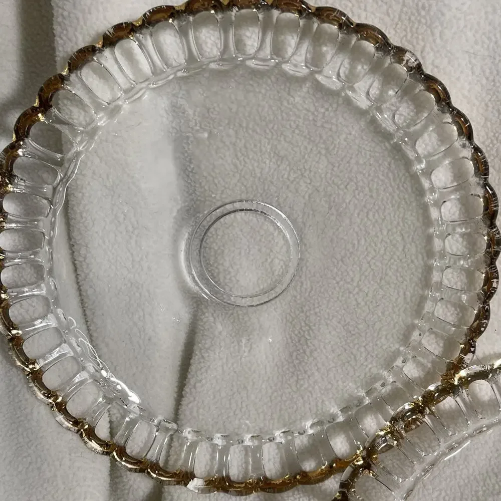 Gilded/ Pierced Edge Fruit/Salad Plates X6